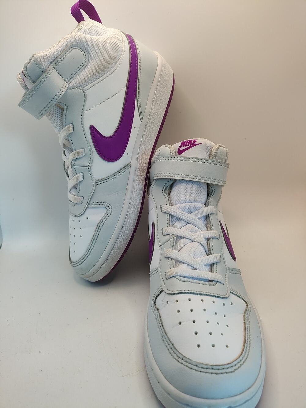 GS Nike court Borough MID2 Platinum And Vivid Purple Little Kids Sz 3 Y Shoes